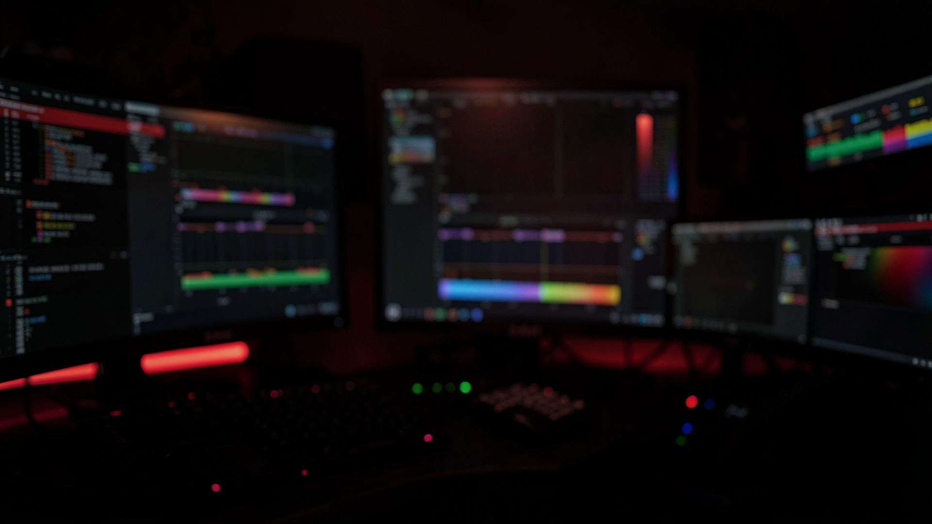 Estúdio de edição de vídeo com timeline e color grading — Mota Edits, editor de vídeo freelancer